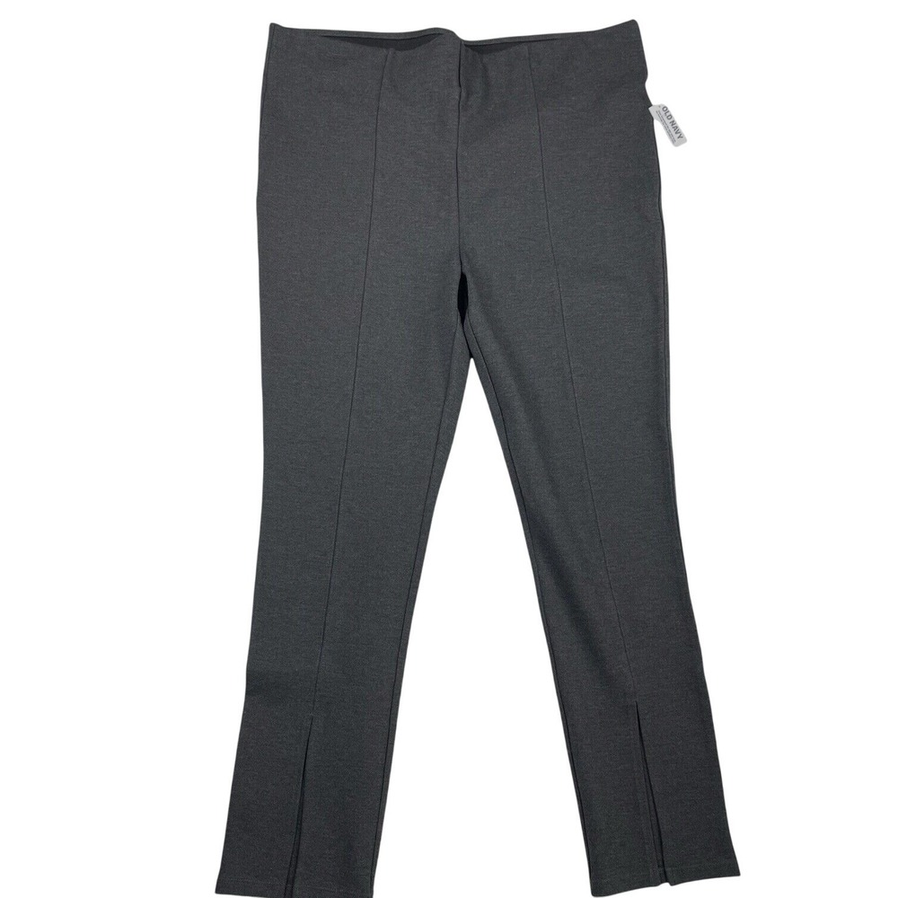 Old Navy Women Extra High Rise Skinny Pants Gray Size 2X Split Hem Elastic Waist